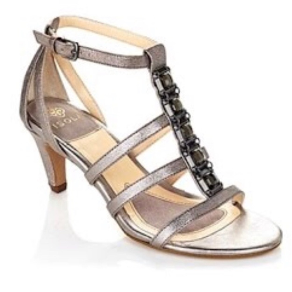 Isola embellished leather high heel sandal…